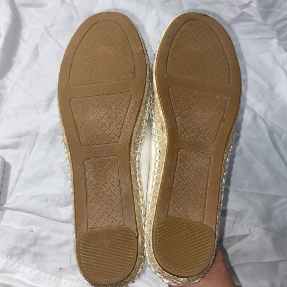Like new Tory Burch White and Black Cap Toe Colorblock Espadrilles Flats - Picture 8 of 16